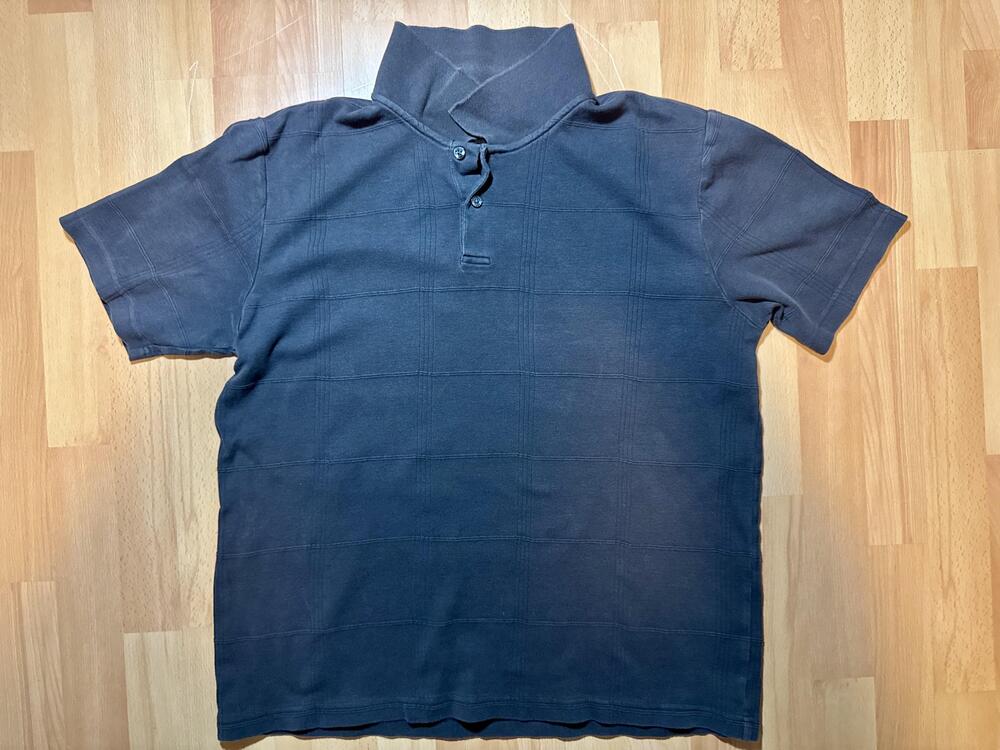 Alfani Polo Shirt Mens Medium Gray Short Sleeve Casual 100% Cotton Grid Pattern
